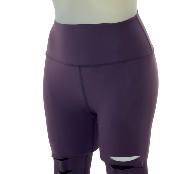 ALO Womens Leggings Activewear Grape Stretch Destroyed Full Length Size XS - Picture 9 of 11